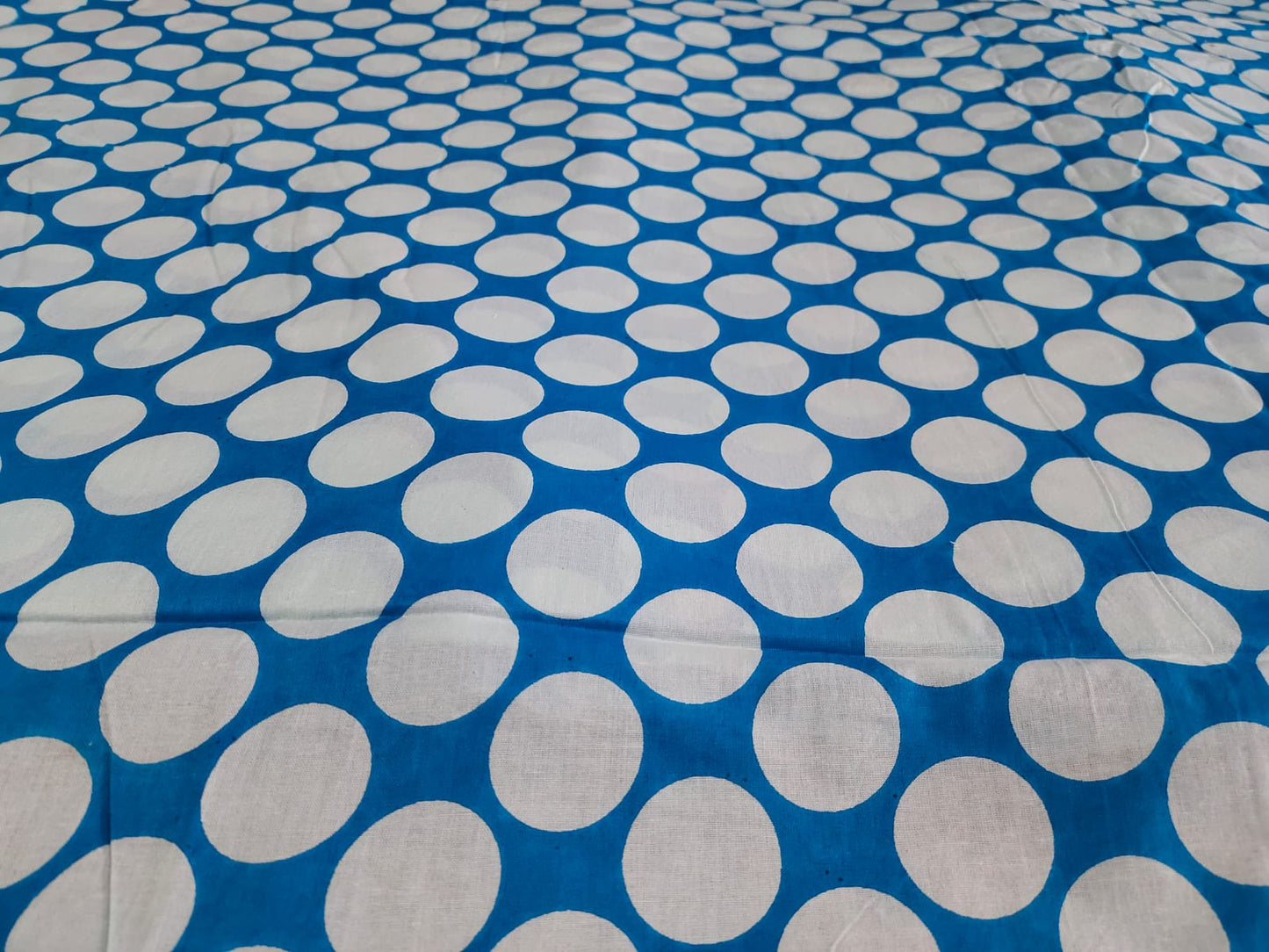 Polka Circles Blue cotton cambric 44 inches width Fabric per meter