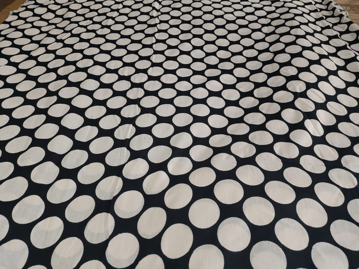 Polka Circles Black cotton cambric 44 inches width Fabric per meter