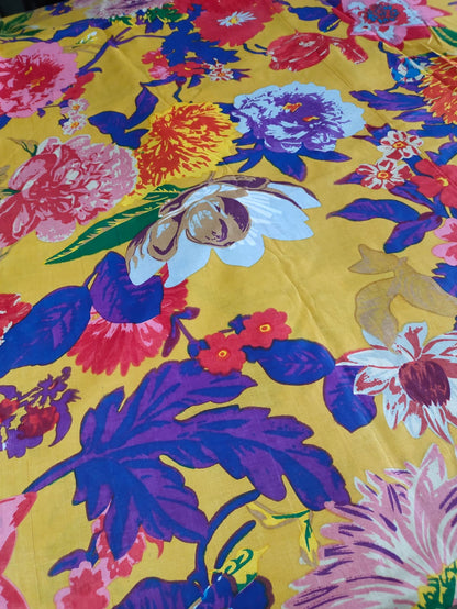 Freshness of flowers Yellow cotton cambric 44 inches width Fabric per meter