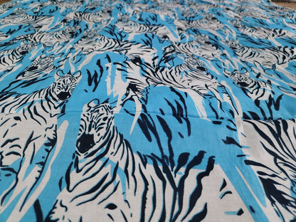 Zebra Blue cotton cambric 44 inches width Fabric per meter