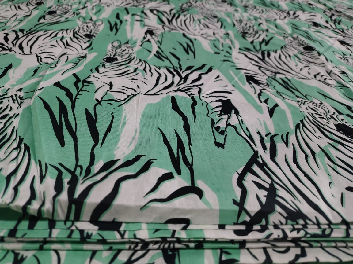 Zebra Mint Green cotton cambric 44 inches width Fabric per meter