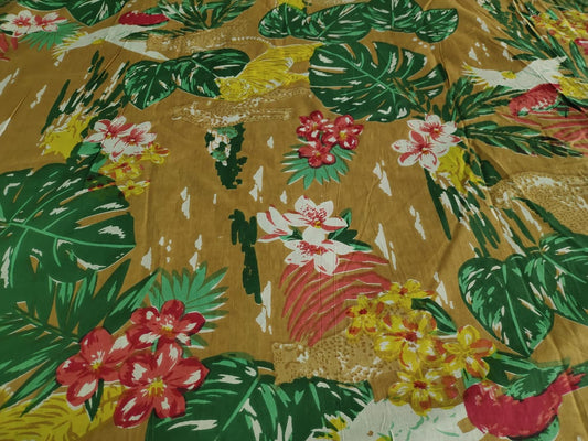 Tiger Panther cotton cambric 44 inches width Fabric per meter- Yellow