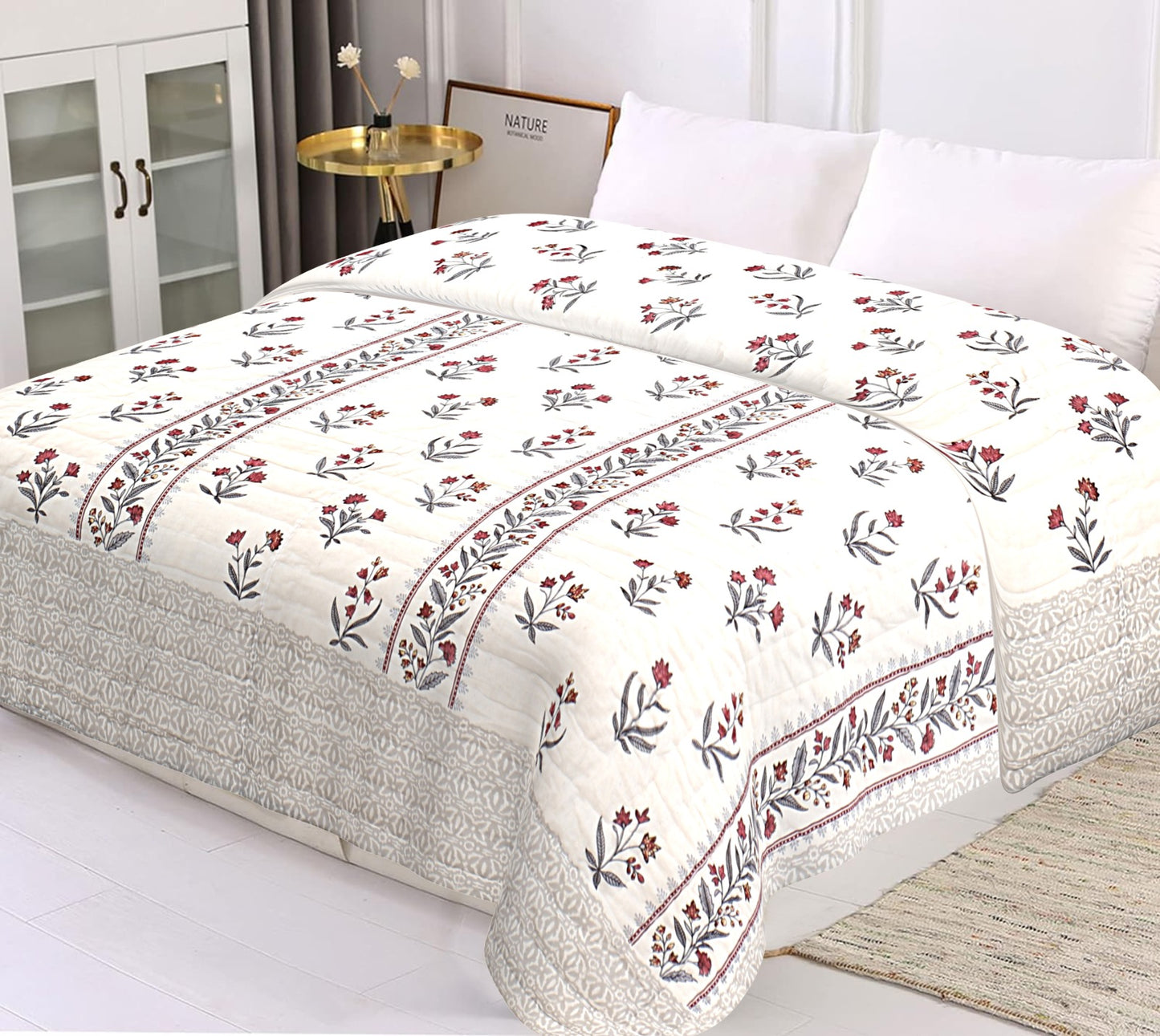 Block Print Soft Jaipuri Razai Quilt- 4