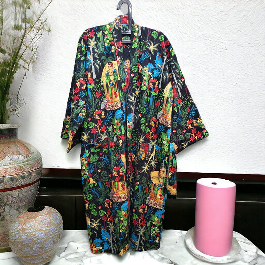 Kimono Bath Robes/ Night Suit - Frida Kahlo Black
