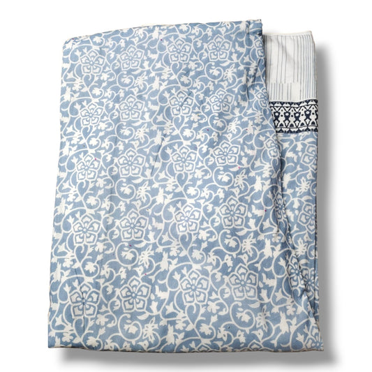 Malmal AC Quilt/Dohar-Floral Blue-Single Bed