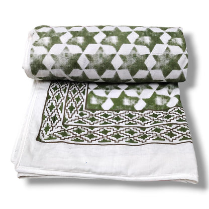 Malmal AC Quilt/Dohar-Starry green -Single Bed