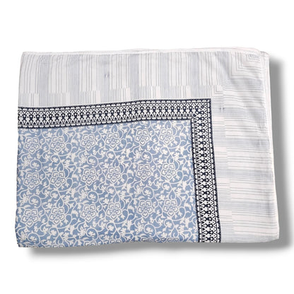 Malmal AC Quilt/Dohar-Floral Blue-Single Bed