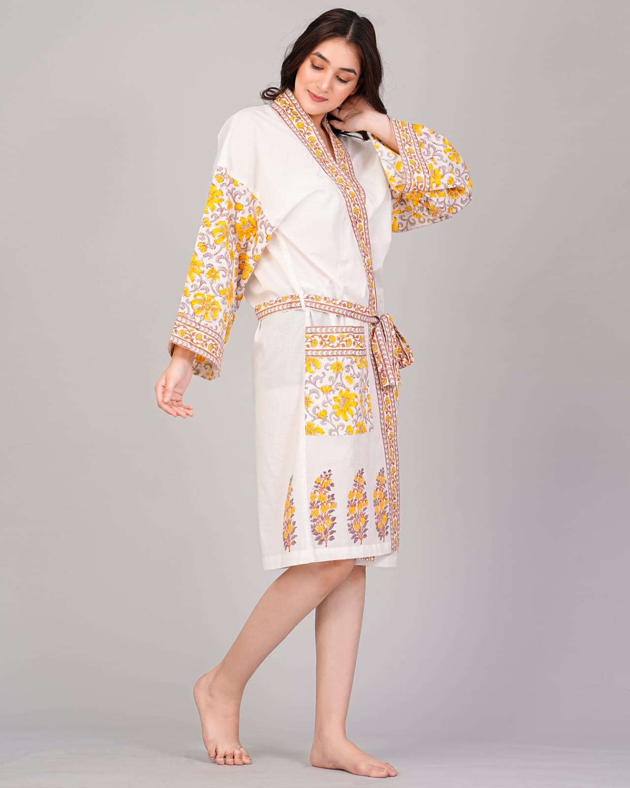 Hand Block 100% Cotton beautifully printed kimonos/ Robe/ Lounge Wear