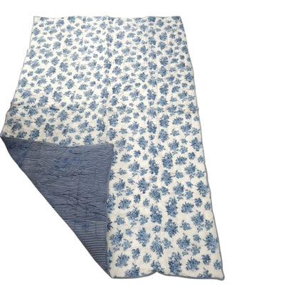 White and blue floral Cotton Cambric Single Quilt