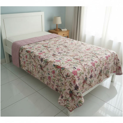 Birds of Paradise Peach Cotton Cambric Single Quilt