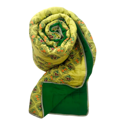 Lime Green Cotton Rayon single Quilt