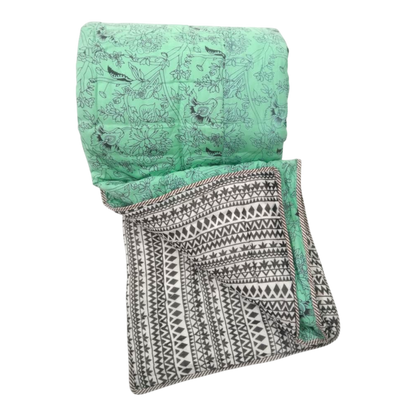 Green and Black Cotton cambric single Quilt
