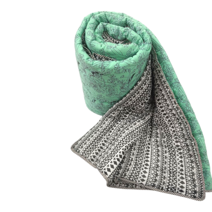 Green and Black Cotton cambric single Quilt