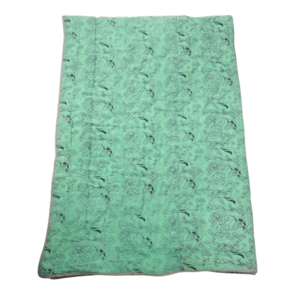 Green and Black Cotton cambric single Quilt