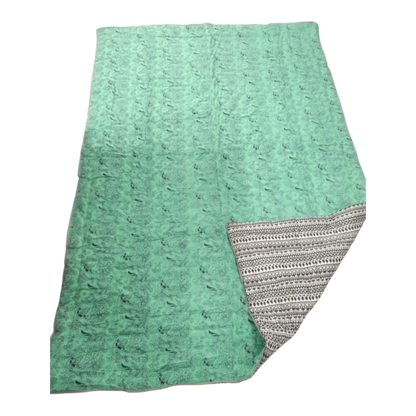 Green and Black Cotton cambric single Quilt