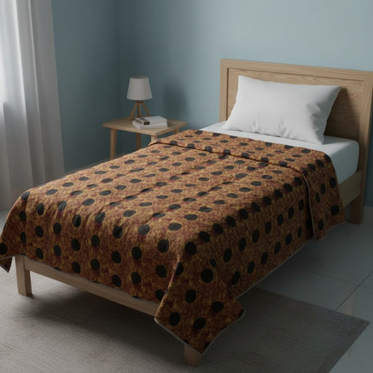 Mustard yellow and black Cotton cambric single Quilt
