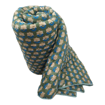 Teal Cotton cambric single Quilt