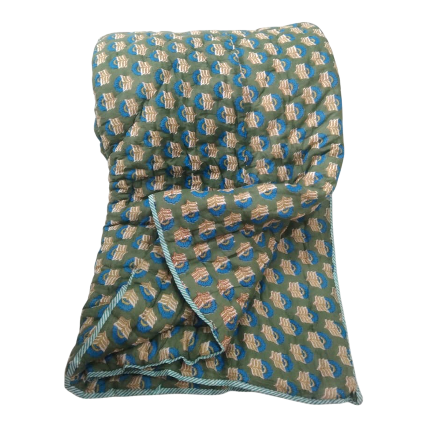 Teal Cotton cambric single Quilt