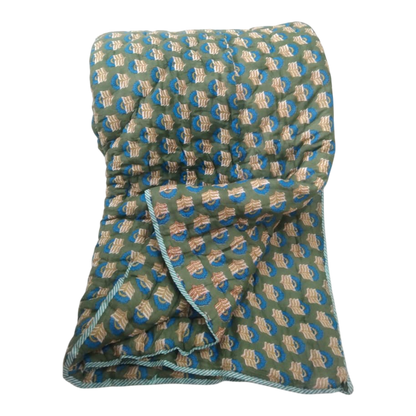 Teal Cotton cambric single Quilt