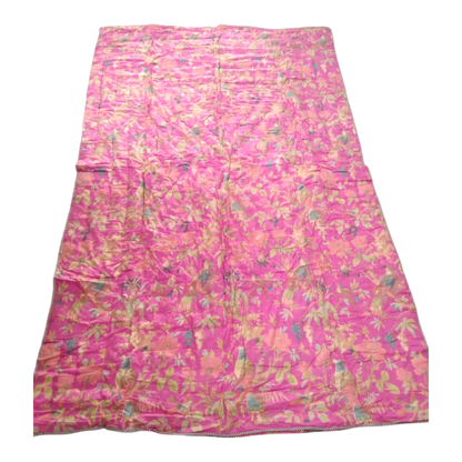 Pink Birds of Paradise Cotton cambric single Quilt