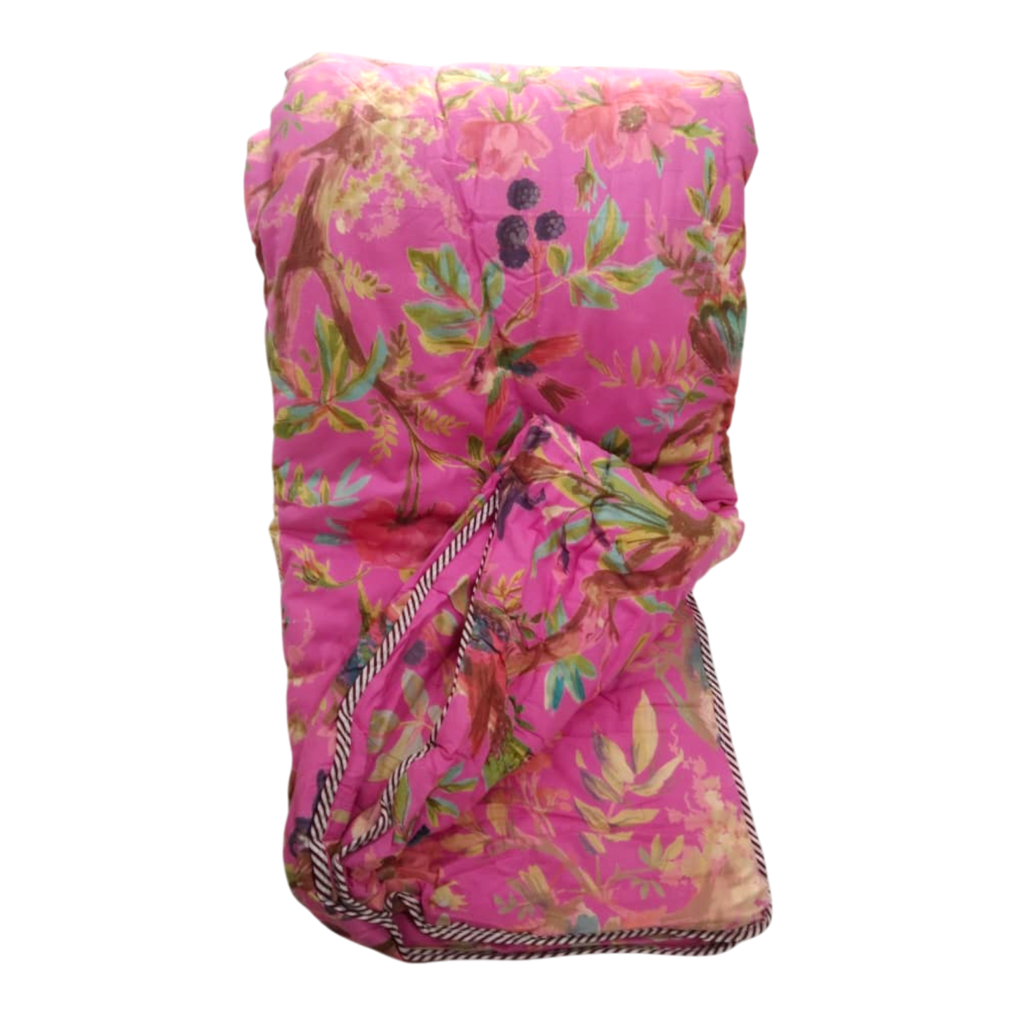 Pink Birds of Paradise Cotton cambric single Quilt
