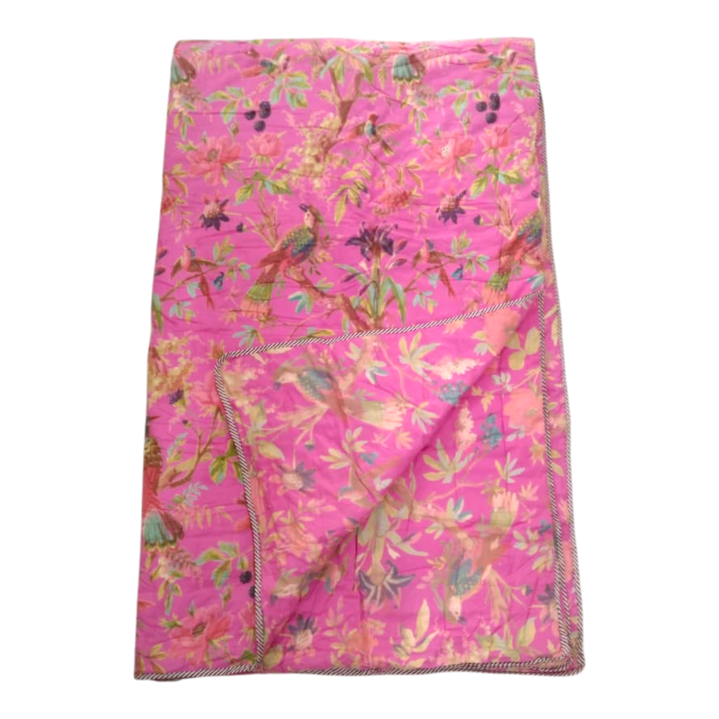 Pink Birds of Paradise Cotton cambric single Quilt