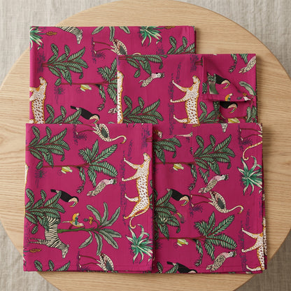 Jungle Toile Set of 6 Cotton Cambric Napkins