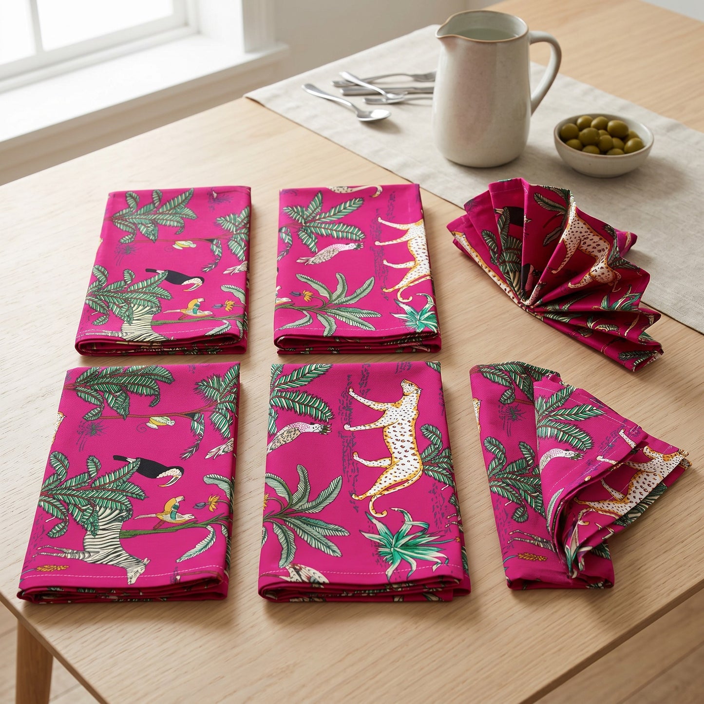 Jungle Toile Set of 6 Cotton Cambric Napkins