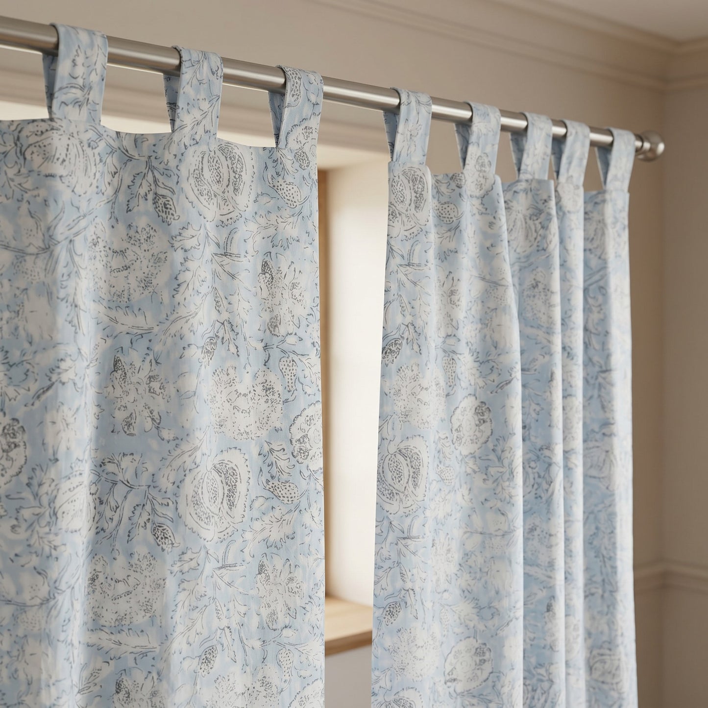 Soft Pastel Cotton Cambric Curtain Pair