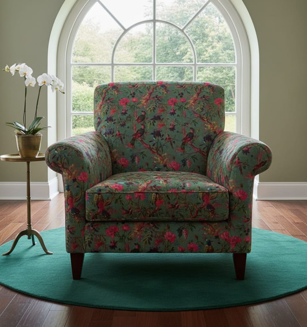 Limited time holiday sale Birds of Paradise Velvet fabric for upholstery-Green