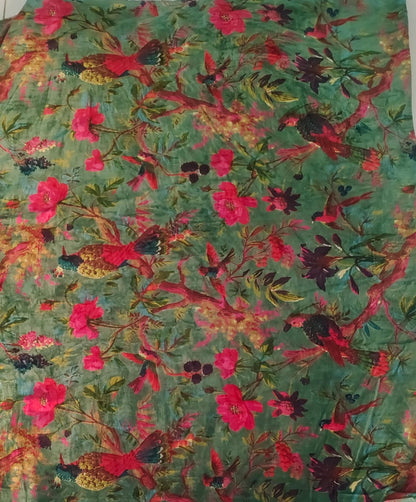 Limited time holiday sale Birds of Paradise Velvet fabric for upholstery-Green