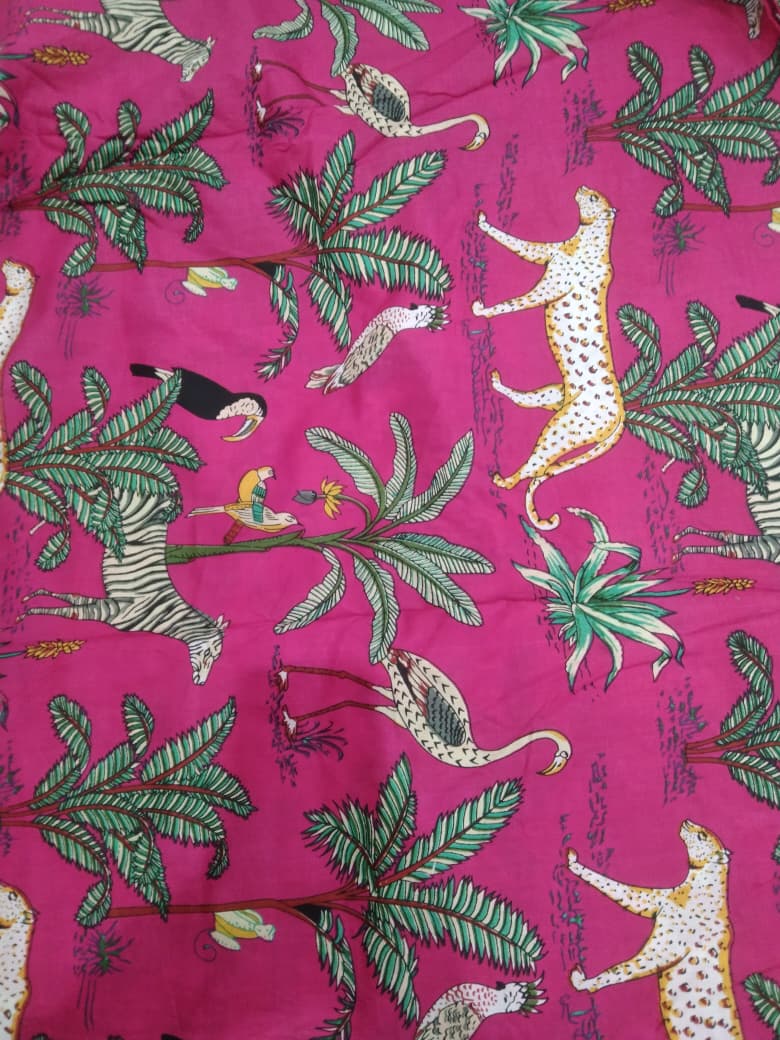 Jungle African Wildlife Cotton cambric 44 inches width Fabric per meter