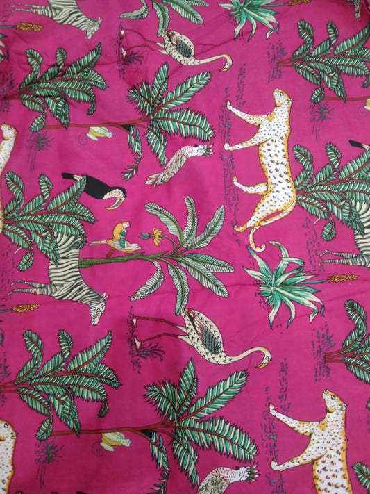 Jungle African Wildlife Cotton cambric 44 inches width Fabric per meter