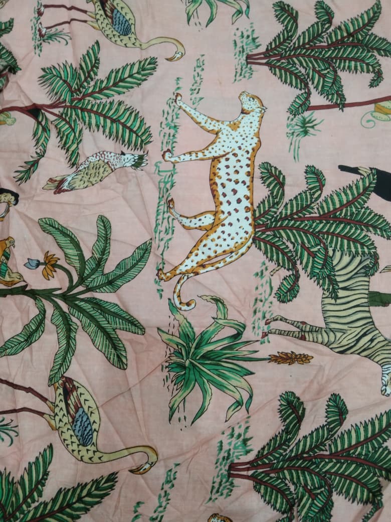 Jungle African Wildlife Cotton cambric 44 inches width Fabric per meter