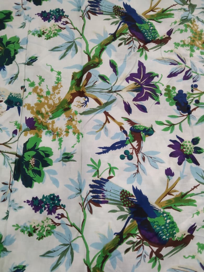 Birds of Paradise Cotton Cambric width 44 inches Fabric per meter