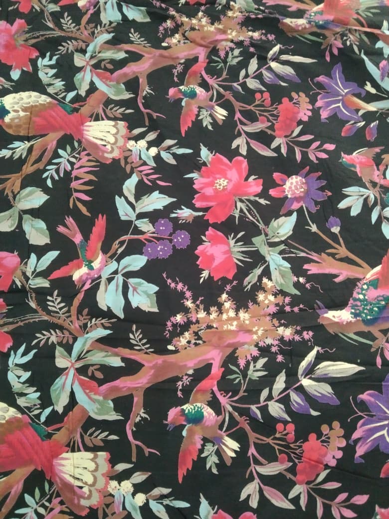 Birds of Paradise Cotton Cambric width 44 inches Fabric per meter