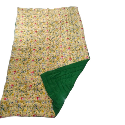 Floral Yellow Cotton Cambric Single Quilt