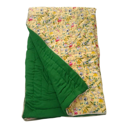 Floral Yellow Cotton Cambric Single Quilt