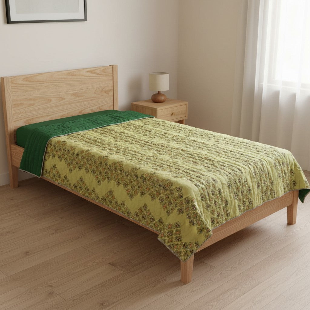 Lime Green Cotton Rayon single Quilt