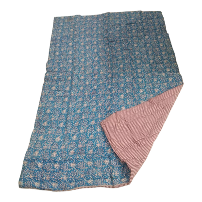 Blue and Red Cotton cambric single Quilt