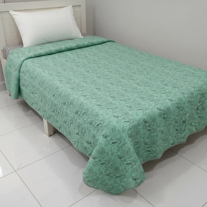 Green and Black Cotton cambric single Quilt