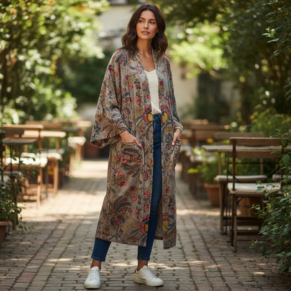 Cotton Velvet Robe Kimono vintage mukut 2