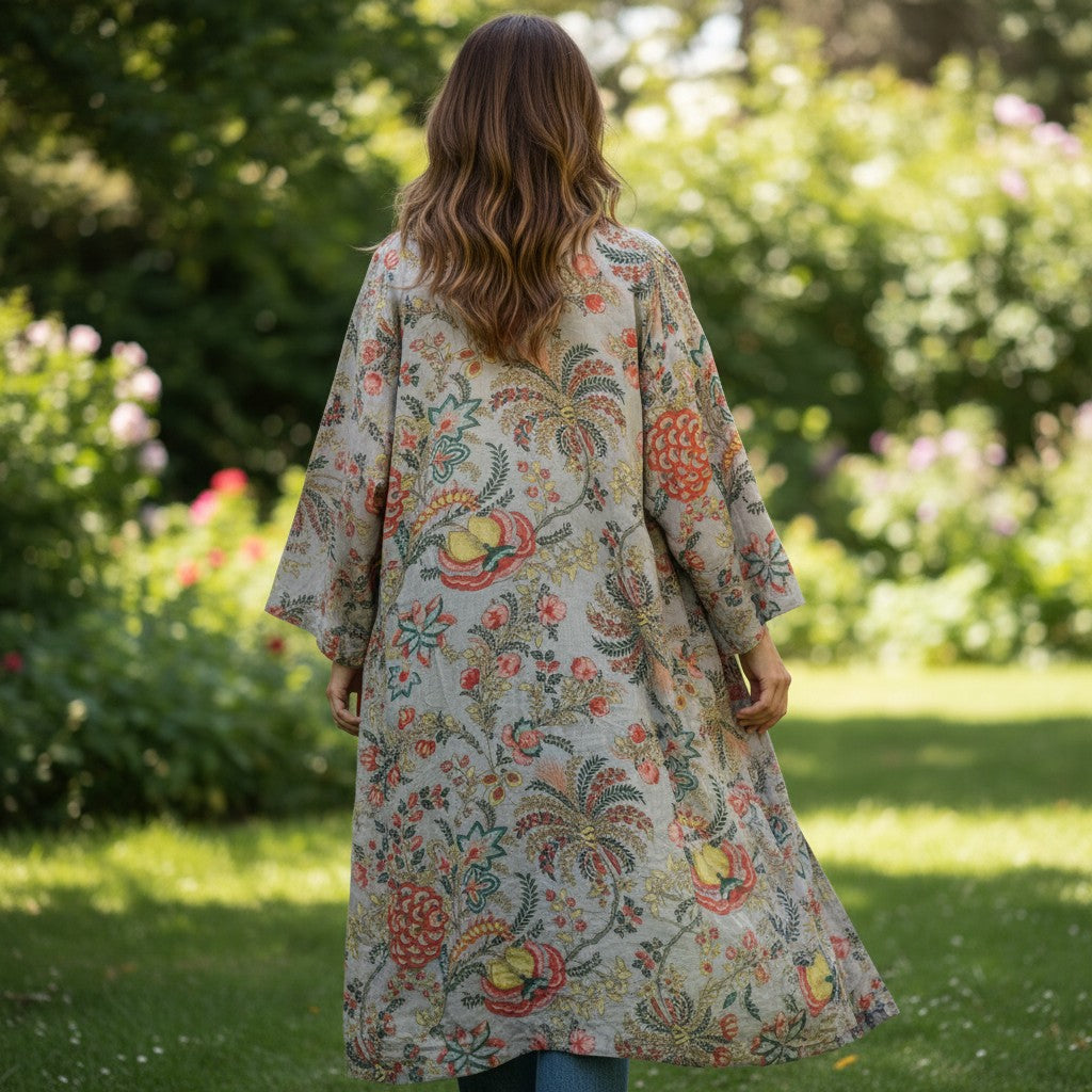 Cotton Velvet Robe Kimono vintage mukut 2