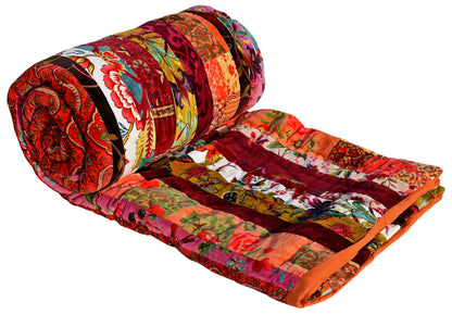 Patch work 250 GSM Velvet Quilt