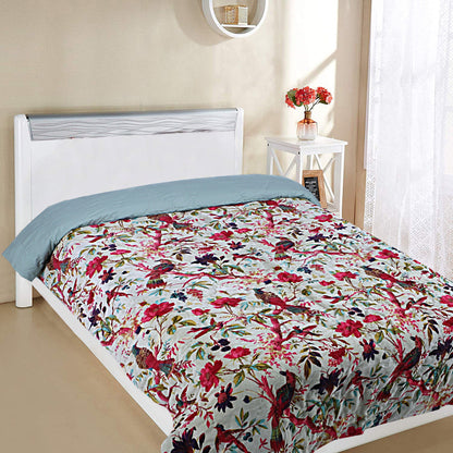 Birds of paradise White 250 GSM Velvet Quilt