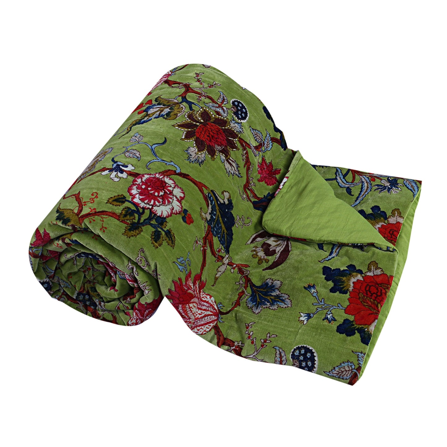 Tree of life Green 250 GSM Velvet Quilt