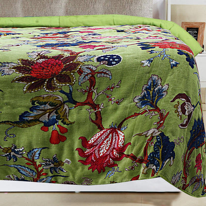 Tree of life Green 250 GSM Velvet Quilt