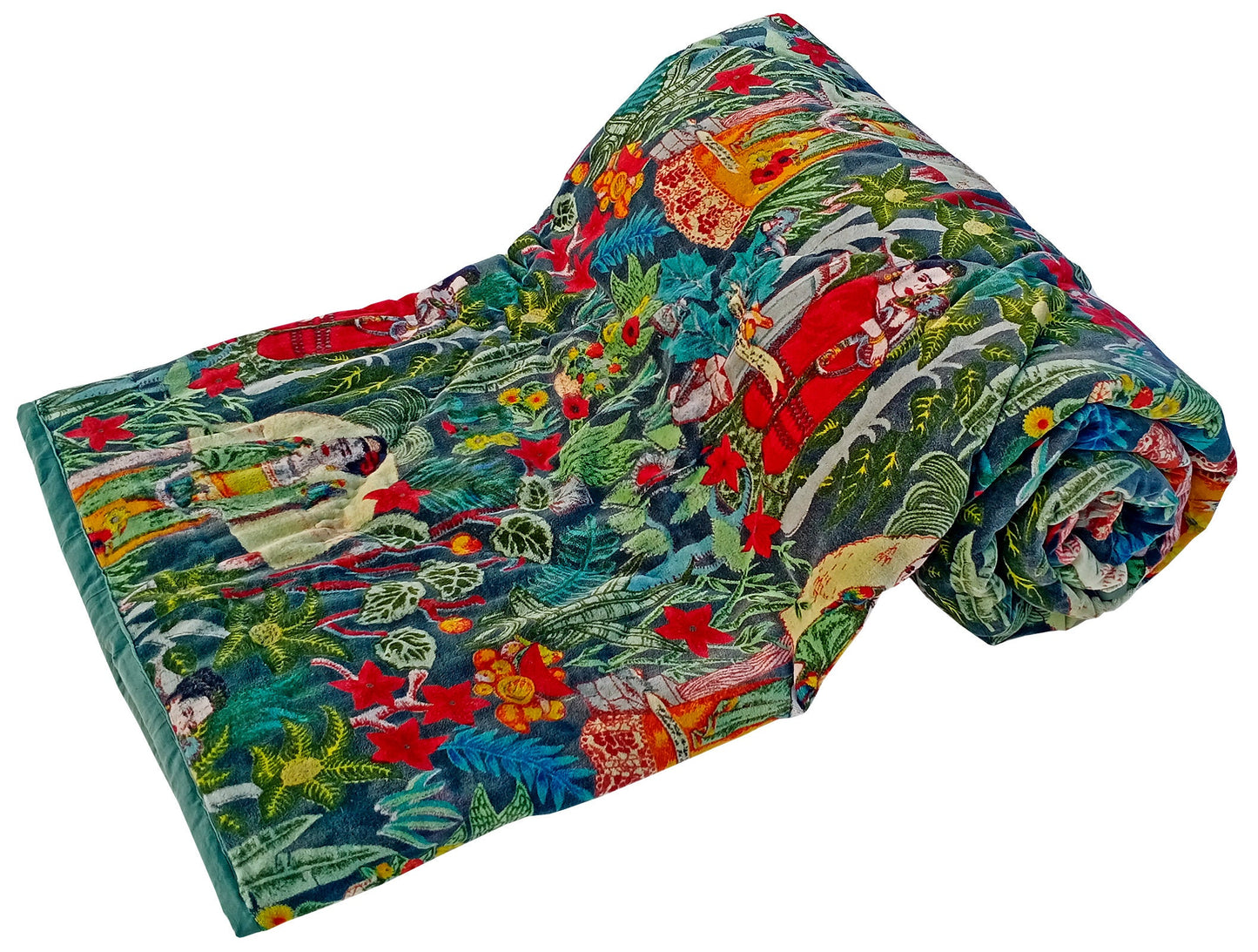 Velvet Quilt Frida Kahlo Inspired- Green