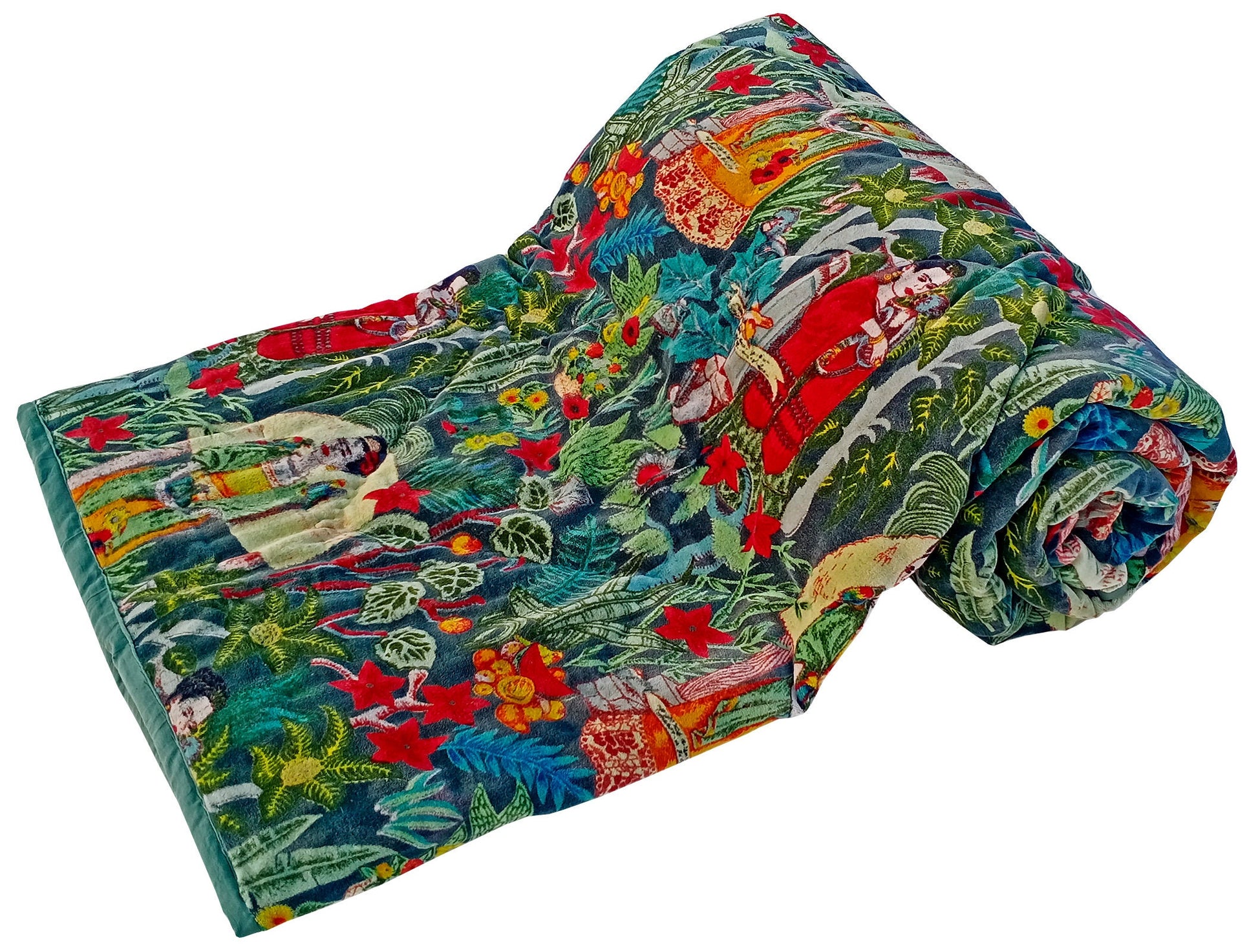 Velvet Quilt Frida Kahlo Inspired- Green