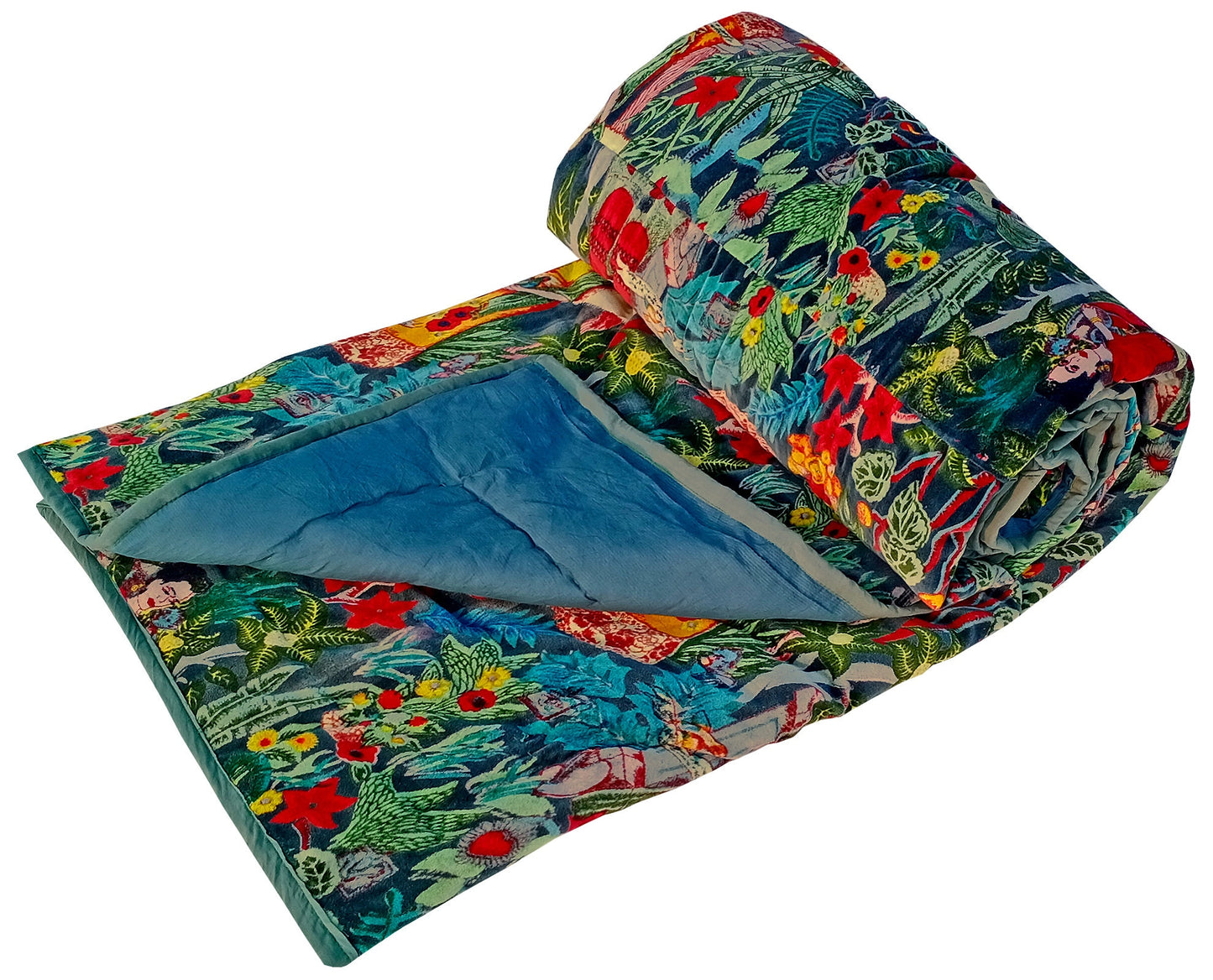 Velvet Quilt Frida Kahlo Inspired- Green